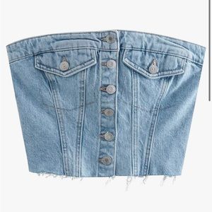 Cropped jean strapless shirt